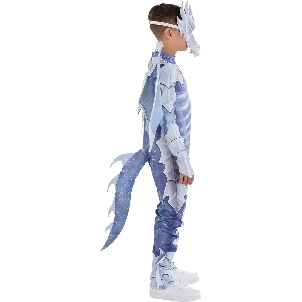 Ghostly Ice Frost Dragon Warrior Blue White Halloween Skeletal Costume Mask L - Picture 4 of 7